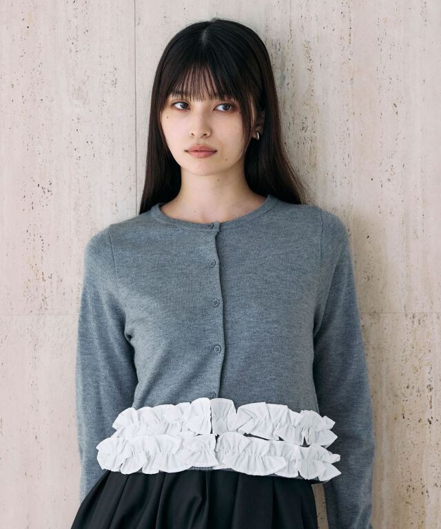 11月1日再販！【宮本茉由さんカタログ着用】裾フリルカーディガン