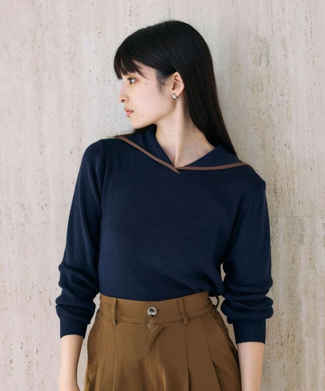 【宮本茉由さんカタログ着用】セーラーカラーニット