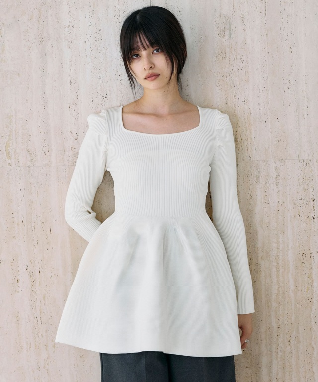 &.NOSTALGIA スクエアネックニットチュニック スクエアネックニットチュニック(長袖)