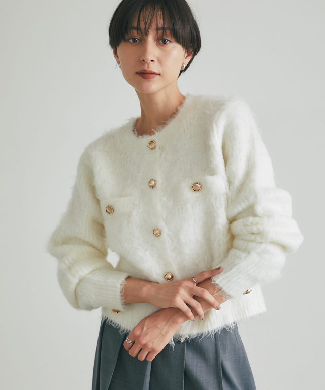 ウール混アルパカタッチカーディガン