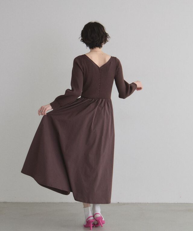 90年代ドメスティックブランド「20471120」ブラウンワンピース 前後2WAYドッキングワンピース