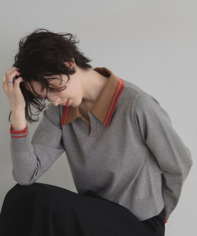 【FINAL SALE】マルチカラーポロニット＊SALE品につき返品/交換/注文確定後の変更キャンセル不可＊