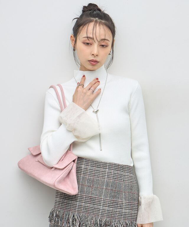 メッシュフレアスリーブニット