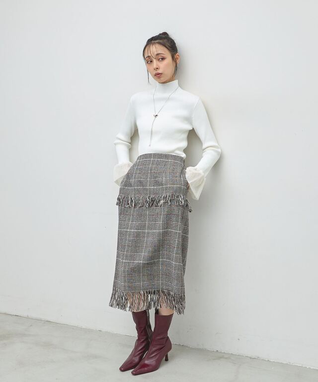 メッシュフレアスリーブニット