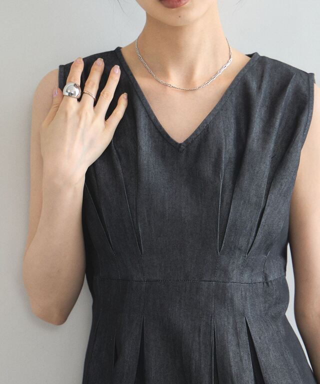 林田岬優さん着用】 後ろダブルリボンデニムワンピース