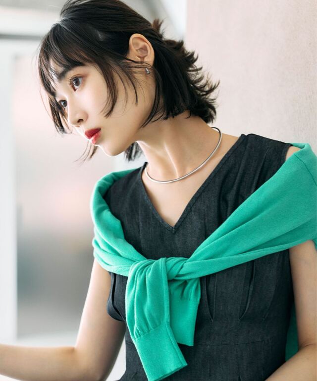 林田岬優さん着用】 サイドリボンデニムワンピース