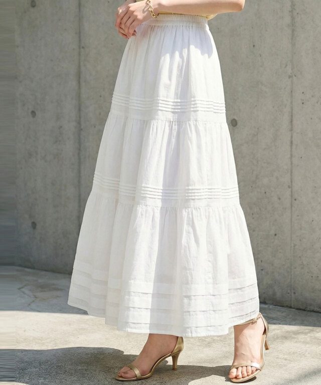 コットンレースティアードスカート