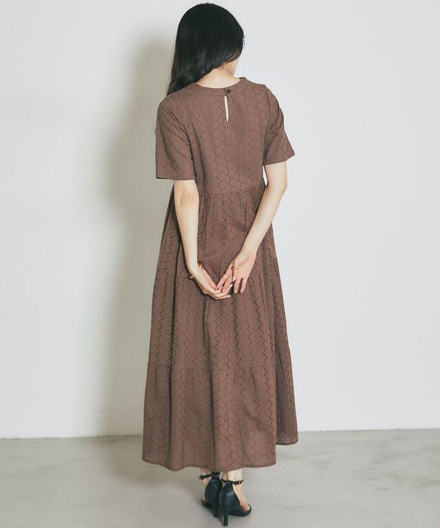 コットンレースティアードワンピース