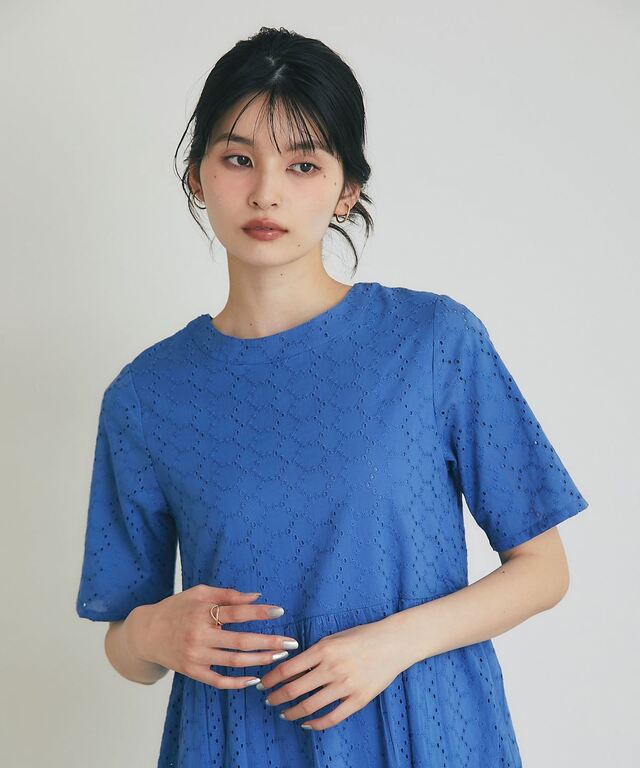 コットンレースティアードワンピース
