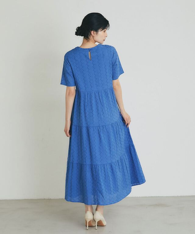 コットンレースティアードワンピース