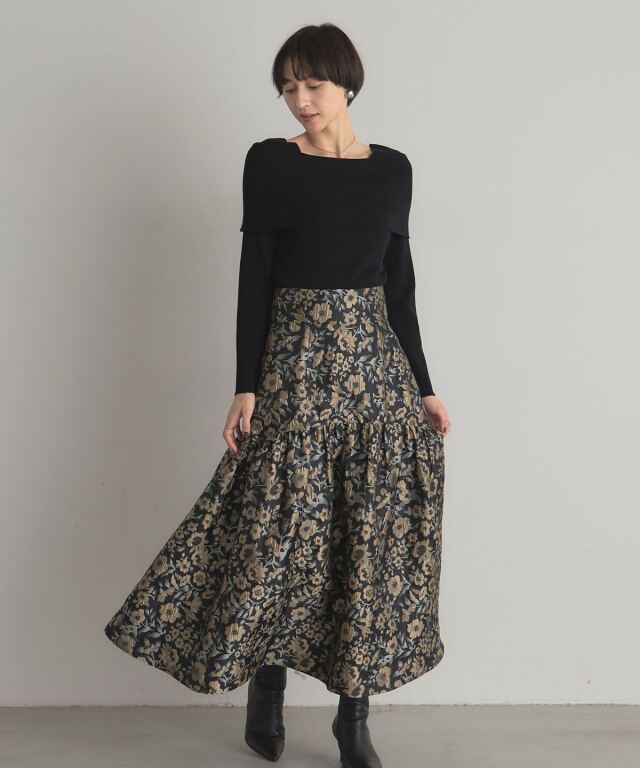 フラワージャガードスカート