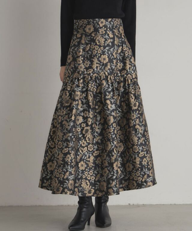 フラワージャガードスカート