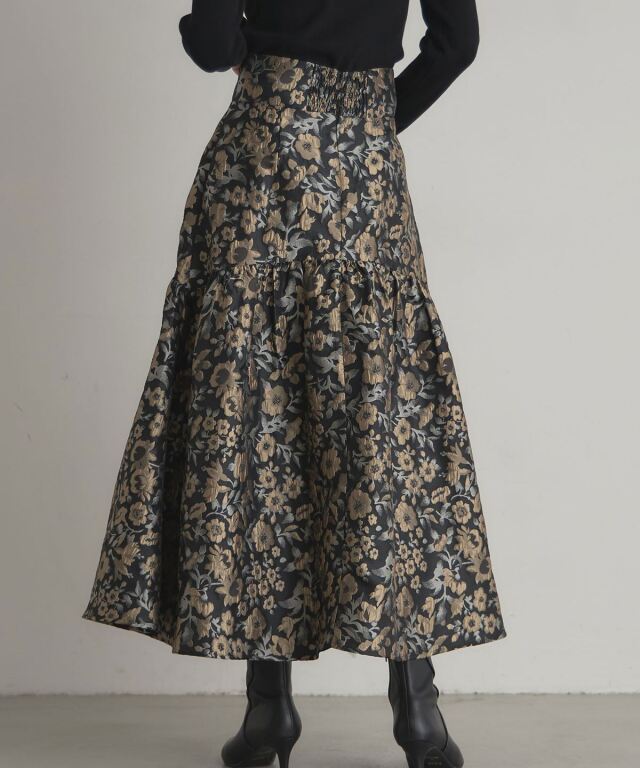 フラワージャガードスカート
