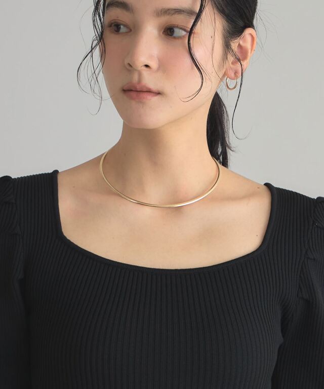 スクエアネックニットワンピース