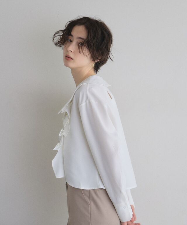 ★今期完売 rosy monster フリルタックブラウス ホワイト★ フリルタックブラウス