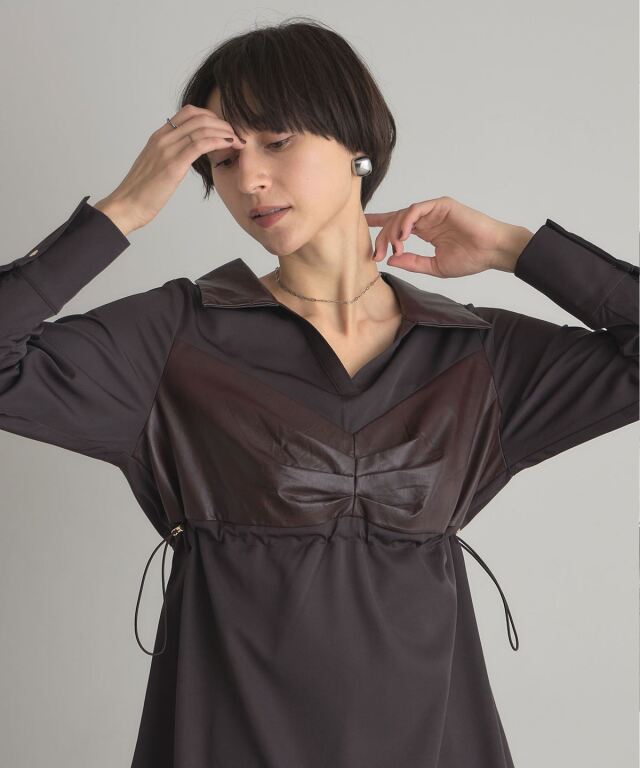 新品★ メッシュドッキングシャツ レザードッキングシャツ