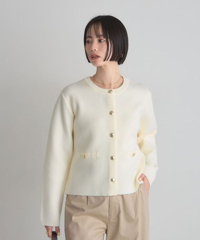 美香さん着用】ゴールドボタンニットジャケット