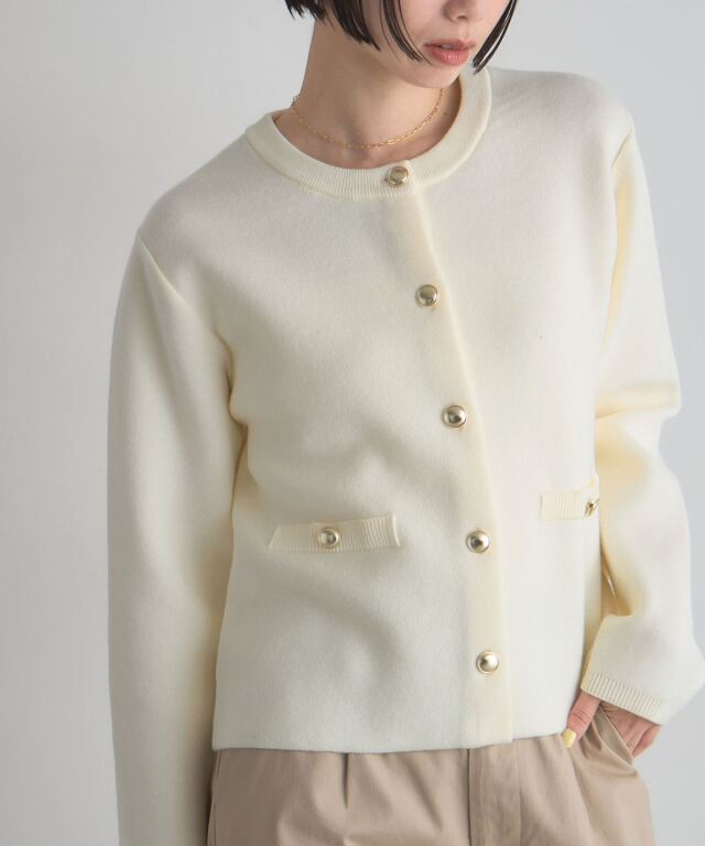 美香さん着用】ゴールドボタンニットジャケット