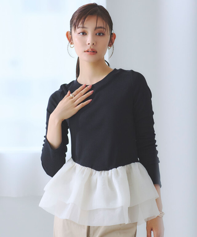 【古畑星夏さん着用】ボリュームフリルカットソー