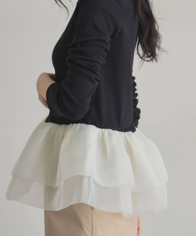 【未使用近い】ボリュームフリルカットソー ボリュームフリルカットソー