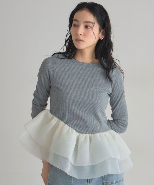 ボリュームフリルカットソー