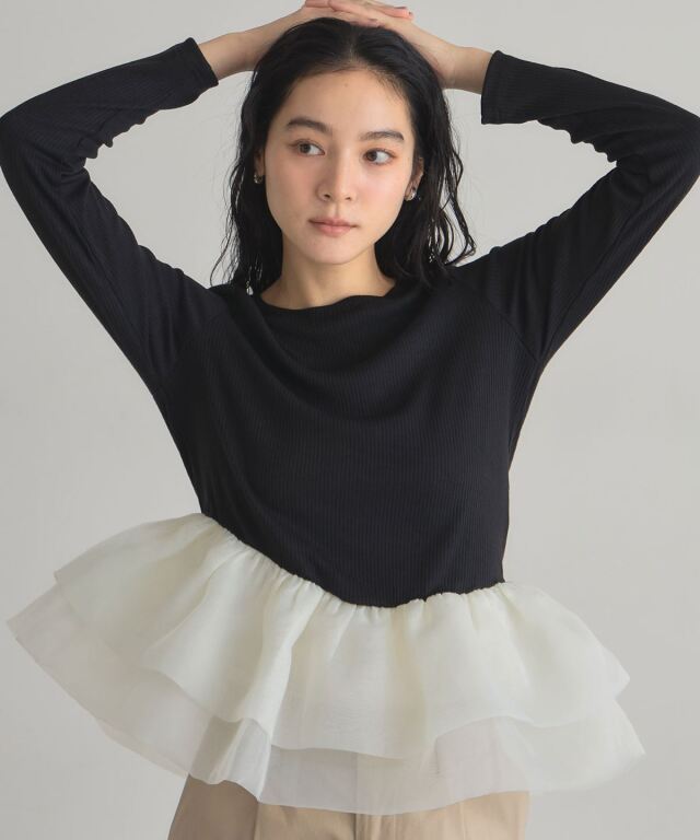ボリュームフリルカットソー