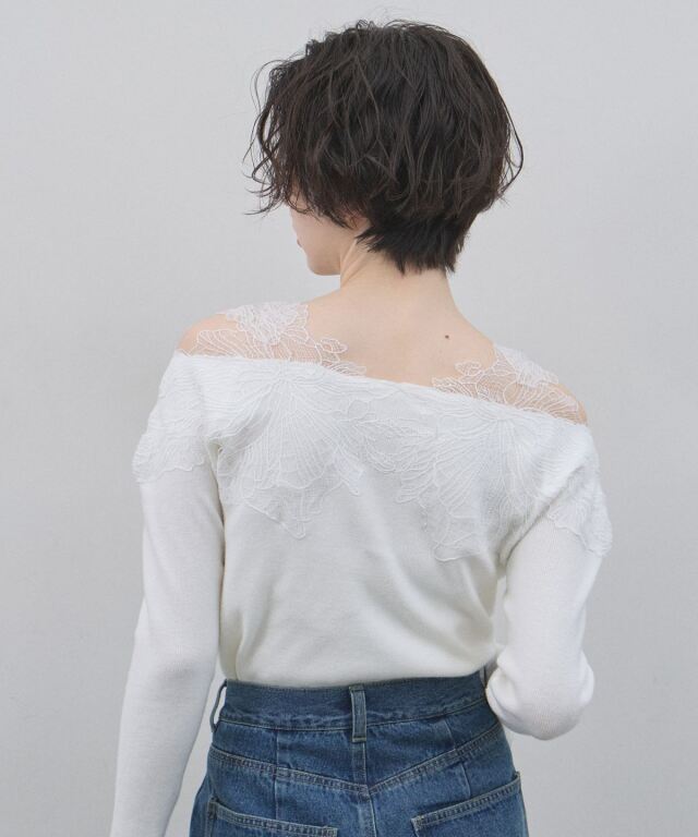 ショルダーレースニット