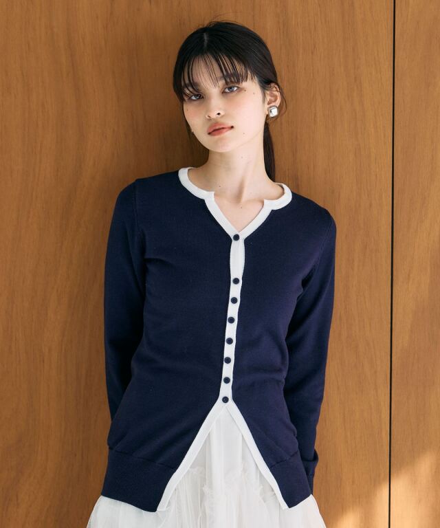 配色ニットカーディガン