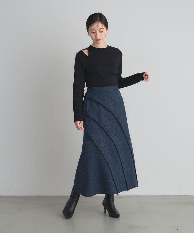 美香さん着用】ツイードタイトフレアスカート（セットアップ対応可）