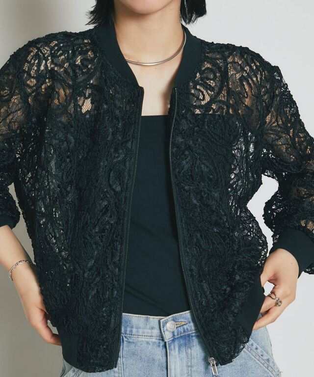 新品未使用　レースブルゾン antiqua（アンティカ） ブルゾン アウター メッシュレースブルゾン