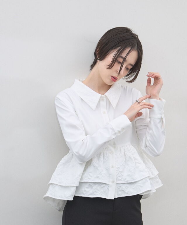 オフィシャルサイト限定】ジャガード切り替えブラウス