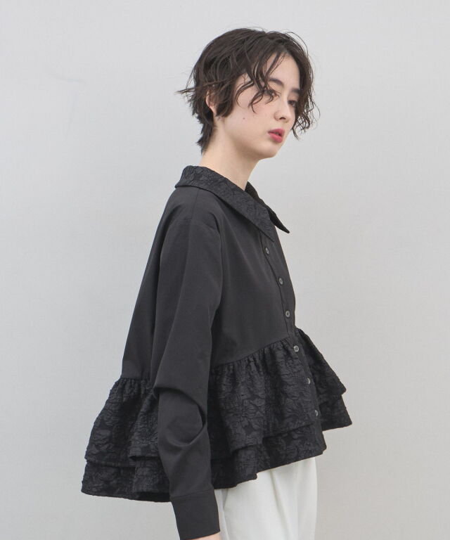 オフィシャルサイト限定】ジャガード切り替えブラウス