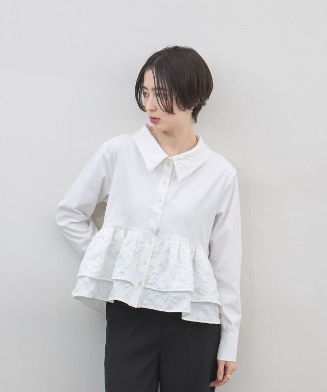 オフィシャルサイト限定】ジャガード切り替えブラウス