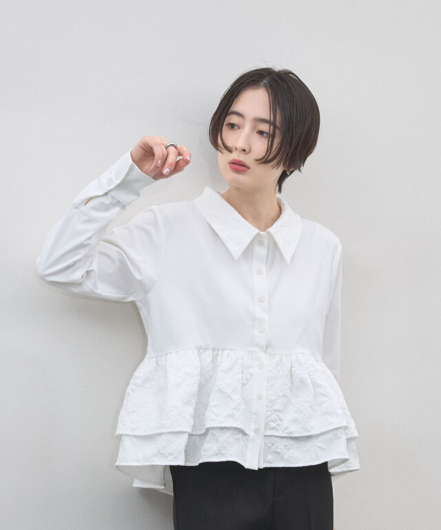 オフィシャルサイト限定】ジャガード切り替えブラウス