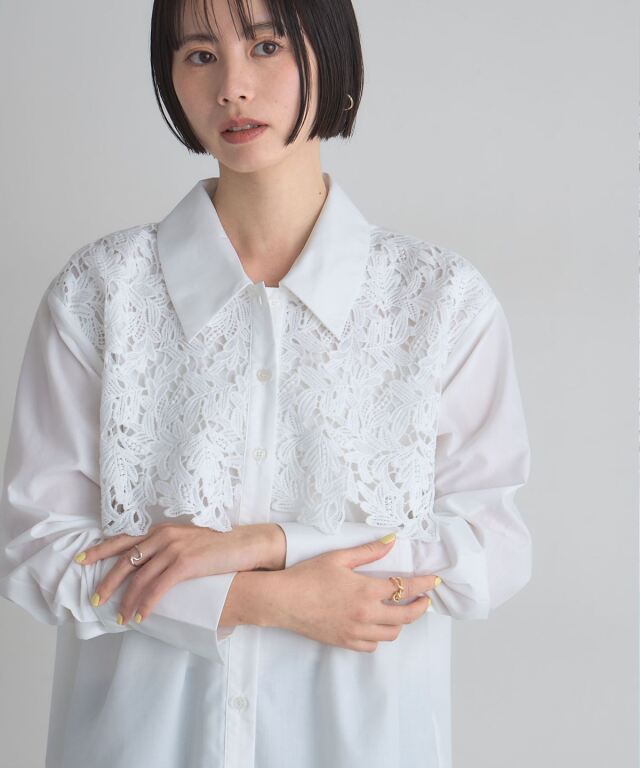 美香さん着用】ケミカルレースブラウス