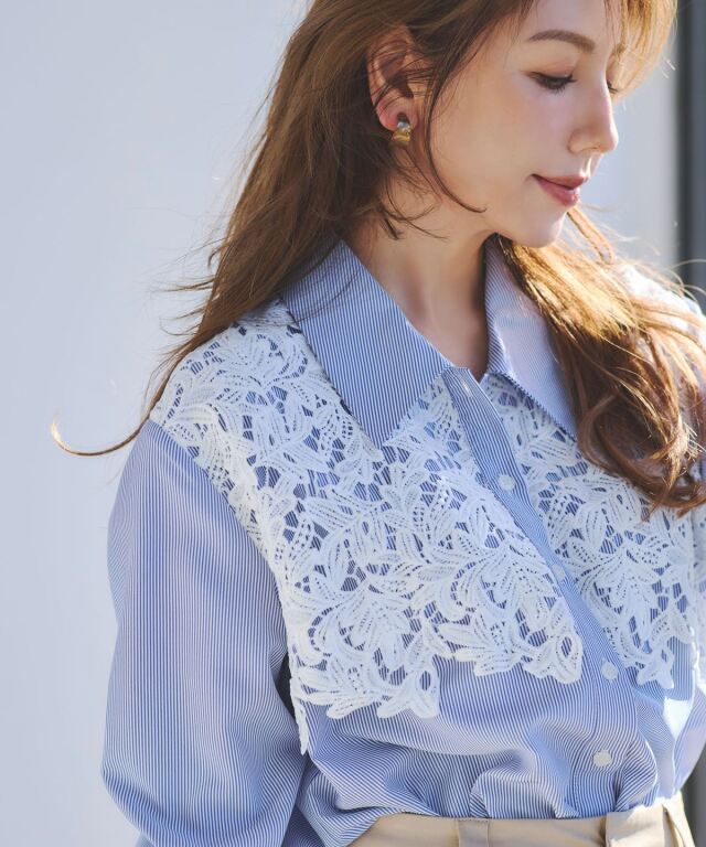【美香さん着用】ケミカルレースブラウス