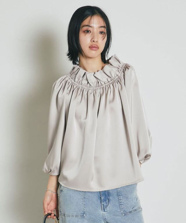 jonnlynx フリルブラウス サテン前フリルブラウス｜KarLParkLane Style ONLINE SHOP
