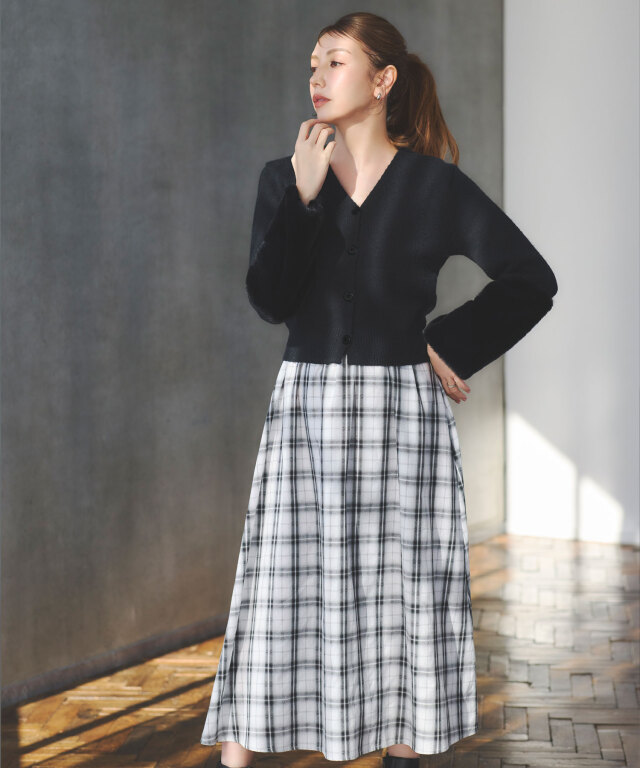 美香さん着用】袖ファー付きカーディガン