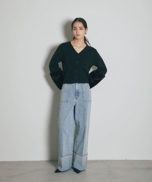 美香さん着用】袖ファー付きカーディガン
