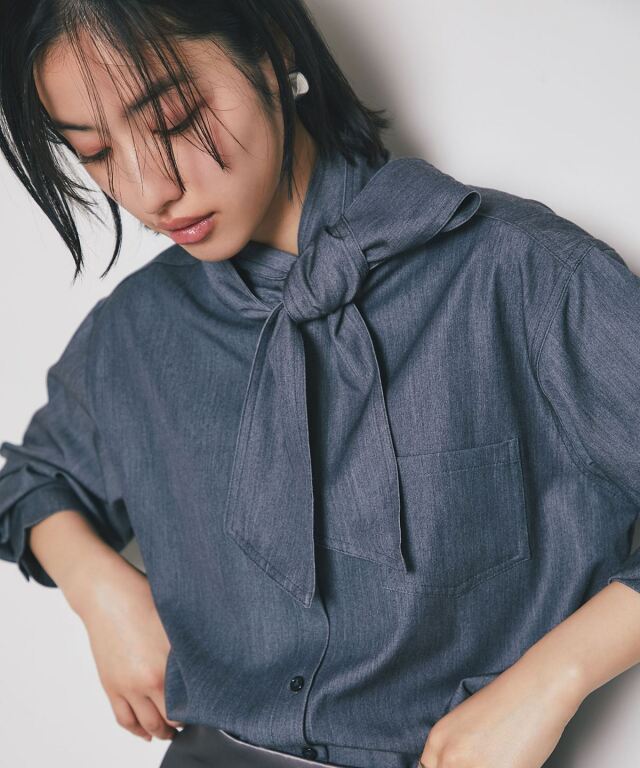 ビックリボンデニムシャツ