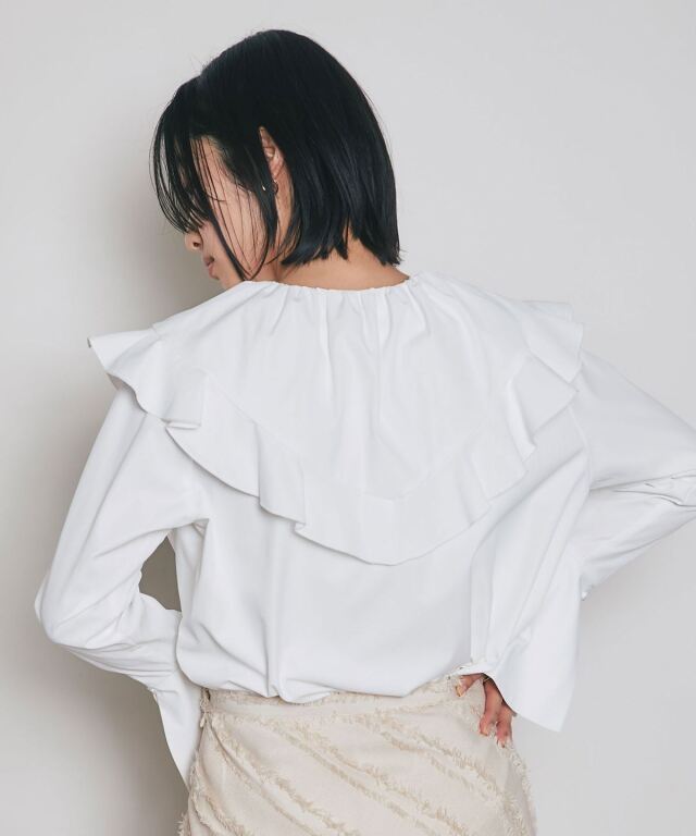 borders at balcony 38 ラッフル　ウール　ブラウス BORDERS at BALCONY（ボーダーズアットバルコニー） ブラウス シャツ