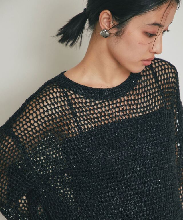 ラメメッシュニット