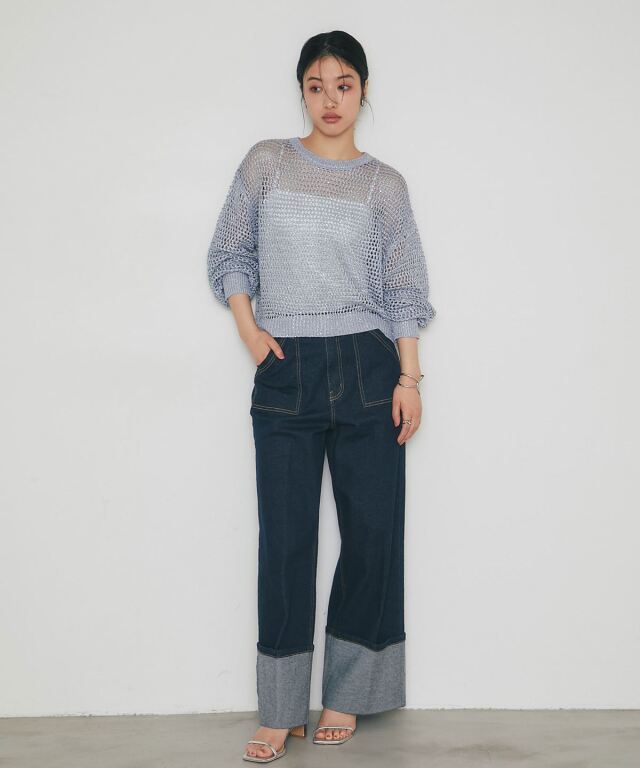 ラメメッシュニット