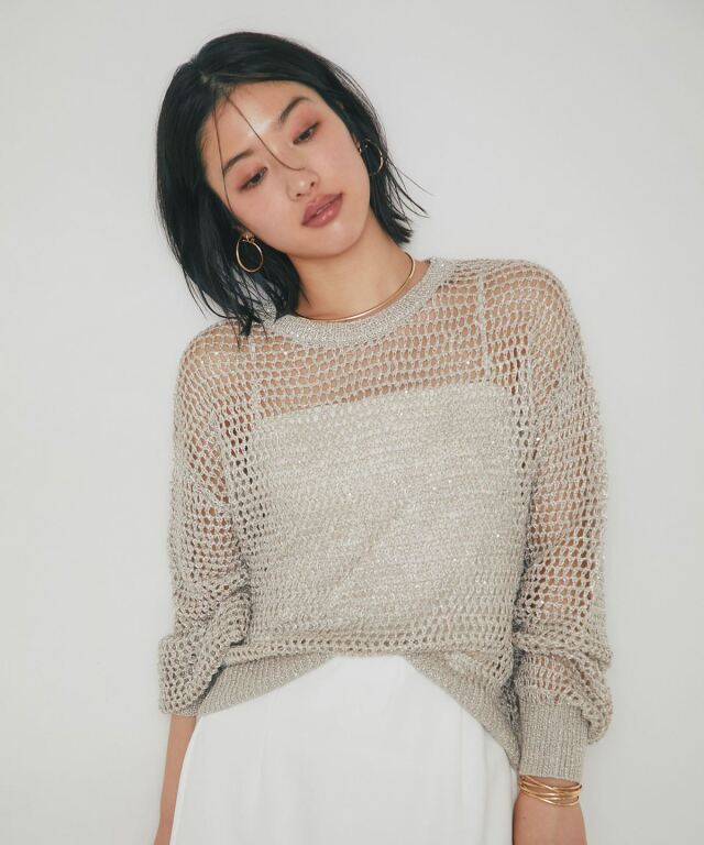 ラメメッシュニット