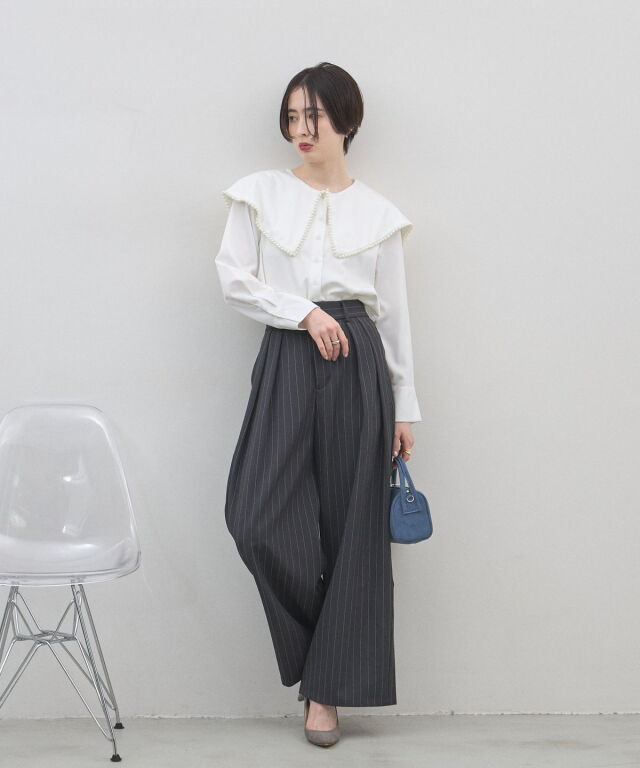 ブラウス パール ブルーグレー RUIRUE BOUTIQUE（ルイルエブティック） ブラウス シャツ 入園式