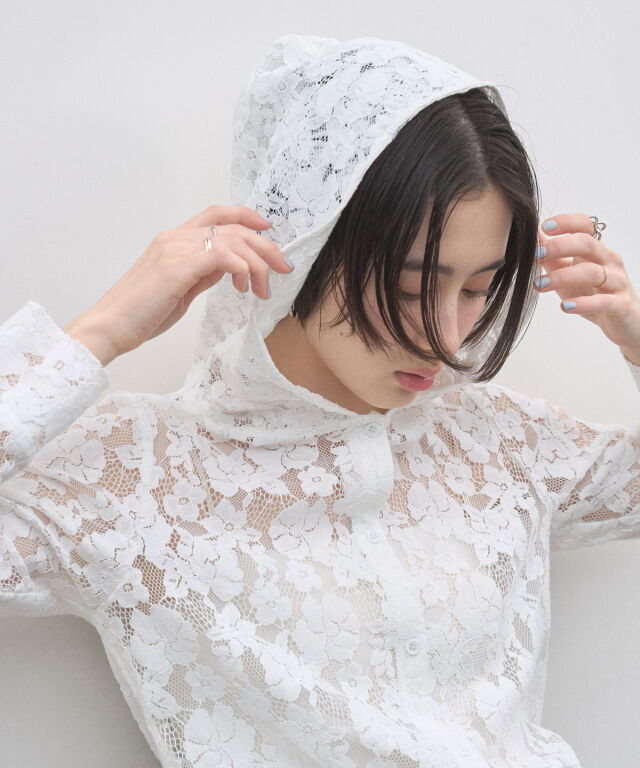 フラワーレースフーディージャケット