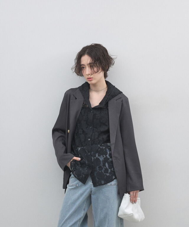 フラワーレースフーディージャケット