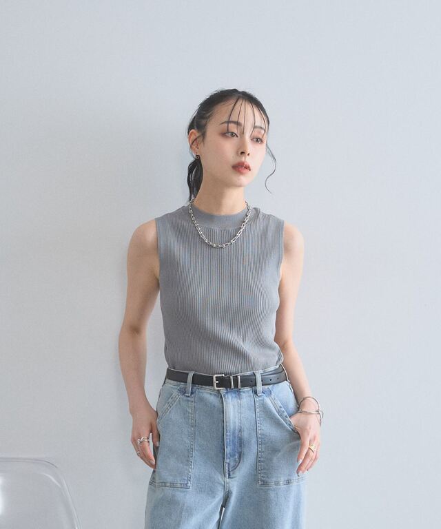 バルーンレイヤードニットトップス