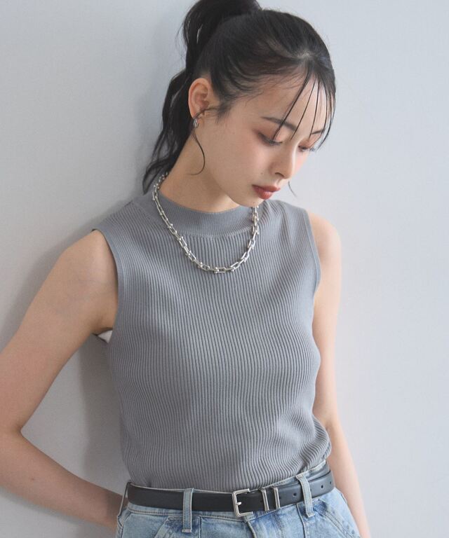 バルーンレイヤードニットトップス