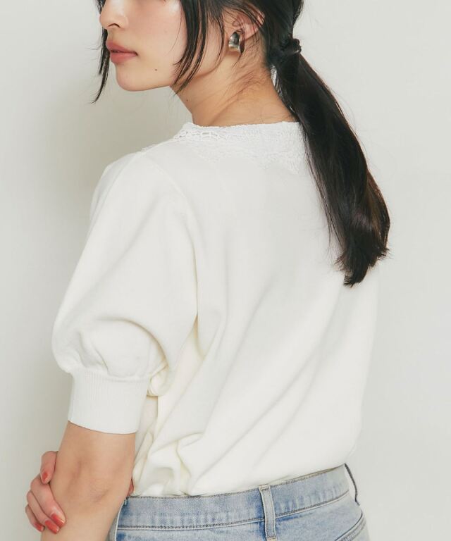 レーストリミングVネックニット